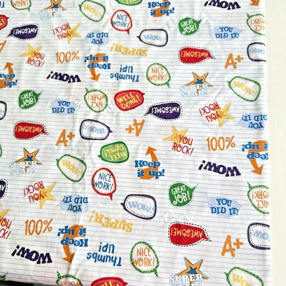 Encouraging Words School Notebook Fabric Congratulations Cotton Fabric BTY